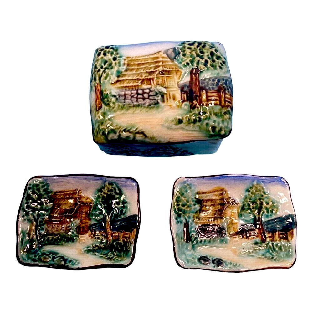 Trinket Box Covered Two Nesting Dishes Japan EPP&Co New York